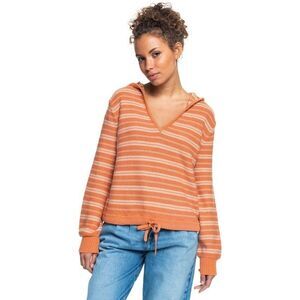 Roxy Sweater Turning Out Stripe Hoodie in Sunburst Horizon, Womens M Boho Summer